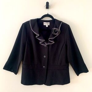 Danny & Nicole Black Ruffled Blazer Size 16 (US XL)